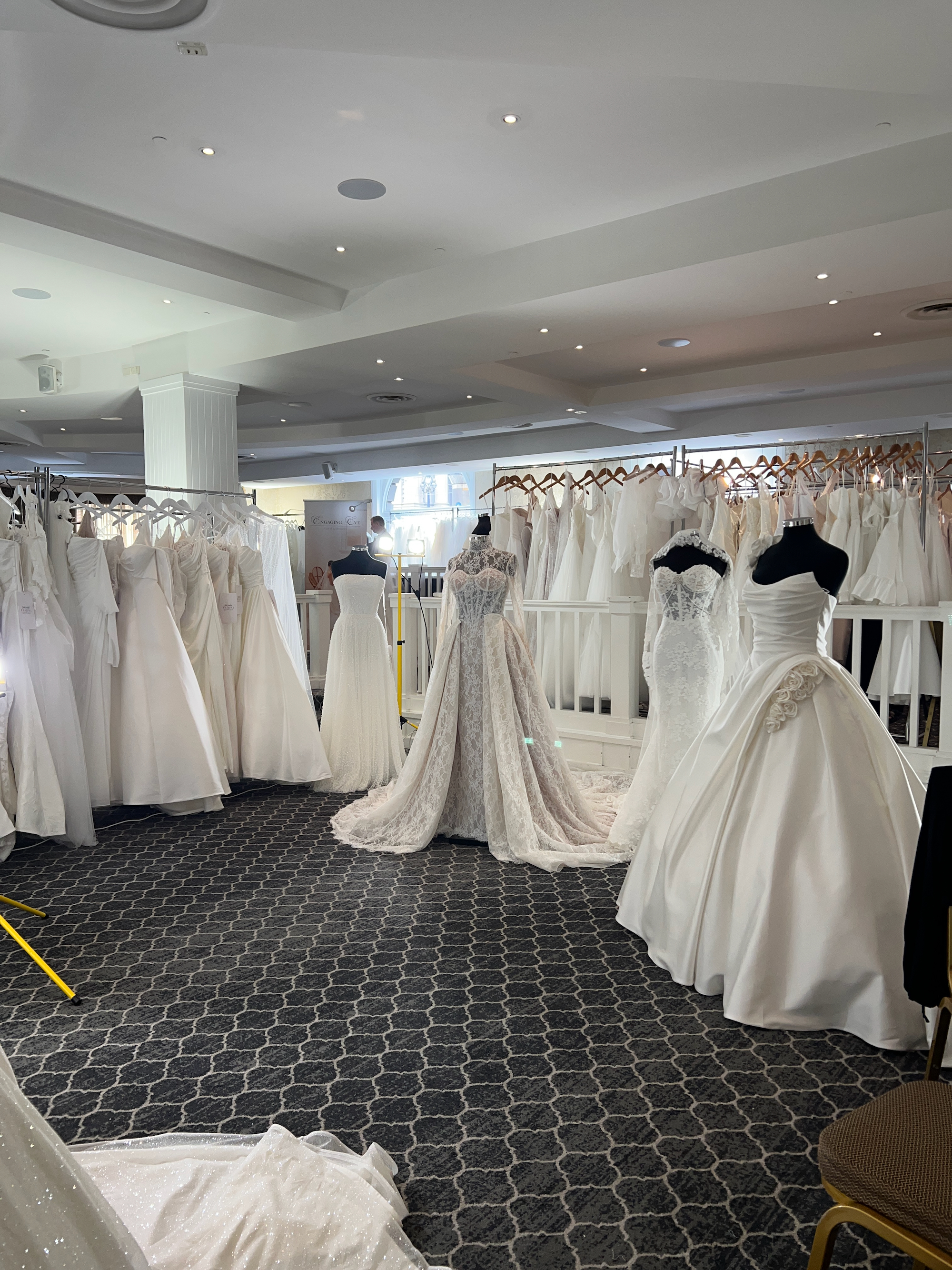 Gowns on the show floor at The Hotel Windsor